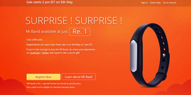 Mi Band for just Rs.1 (99% OFF)